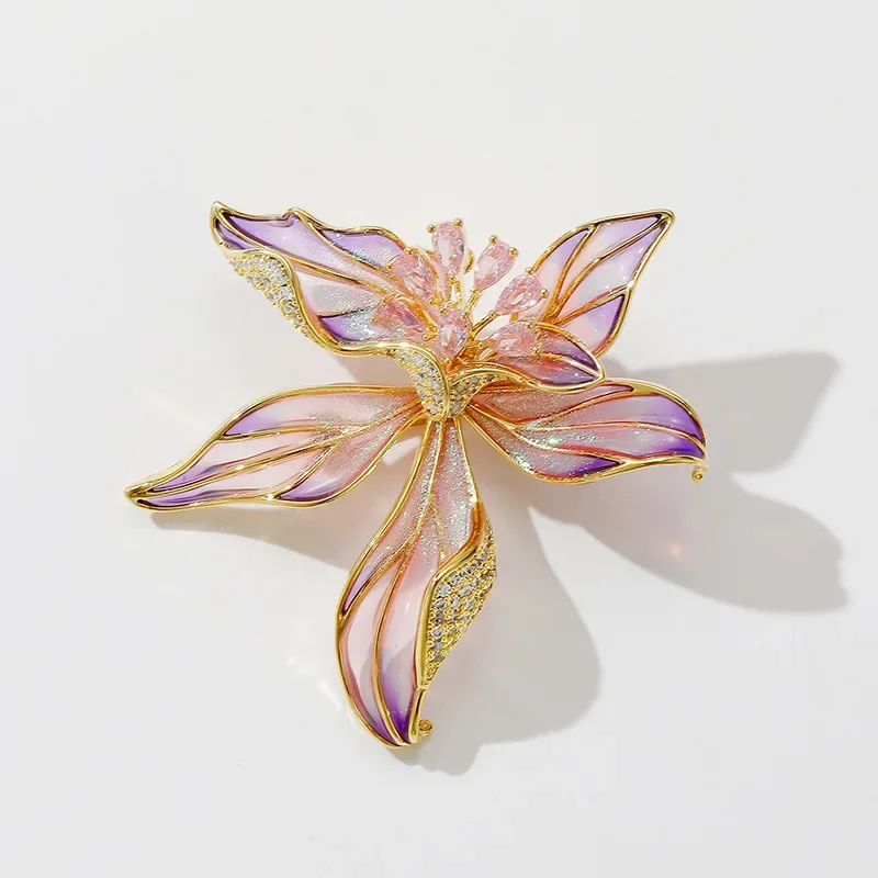 1Pc Delicate Iris Flower Brooch for Men Women Exquisite Flower Plant Pins Brooches Jewelry Trendy Accessories Party Gifts 2024