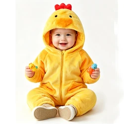 Umorden Infant Toddler Yellow Chick Costume Kigurumi for Baby Boys Girls Bodysuit Jumpsuit Onesie Flannel Comfortable