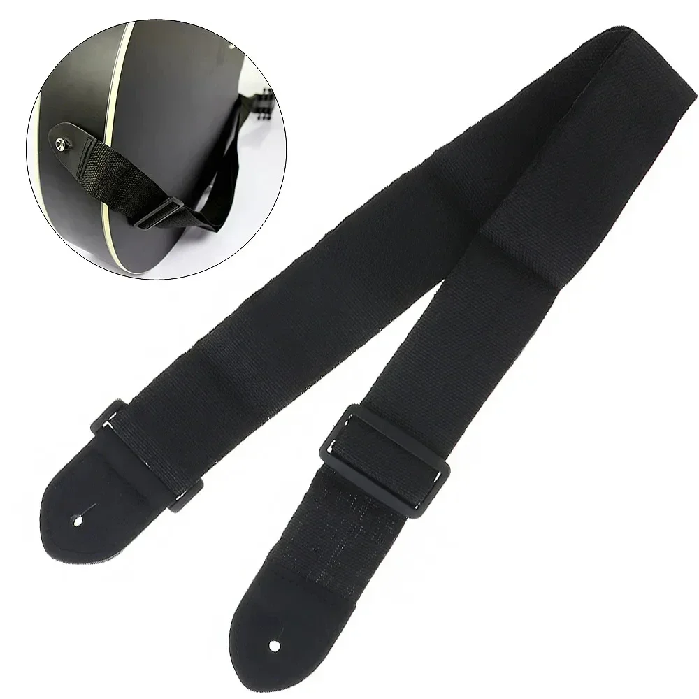 Correa de guitarra negra ajustable de nailon y PU para ukelele, bajo, guitarra acústica, folclórica, clásica, accesorios musicales eléctricos (1 unidad)