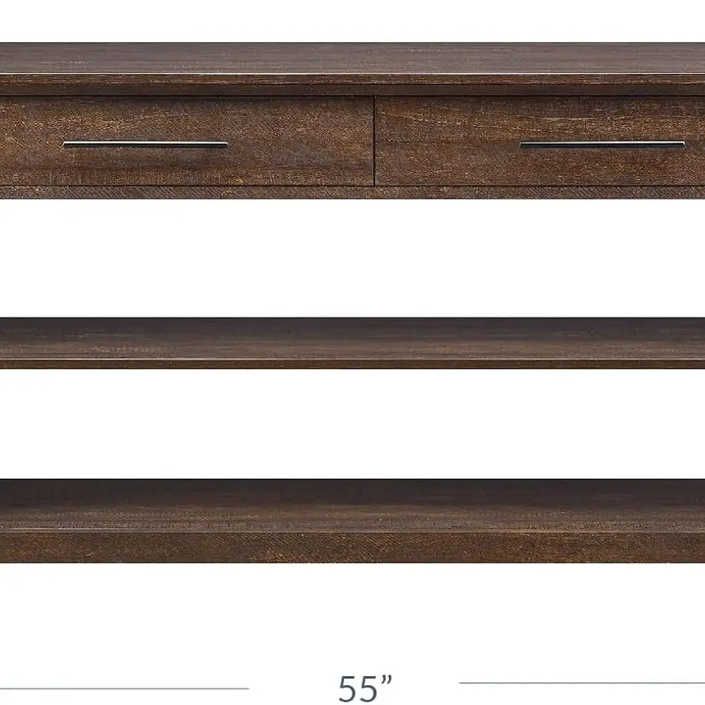 Mesa de sofá decorativa de madera de 3 niveles con 2 estantes, ideal para entrada, sala de estar o pasillo - 55