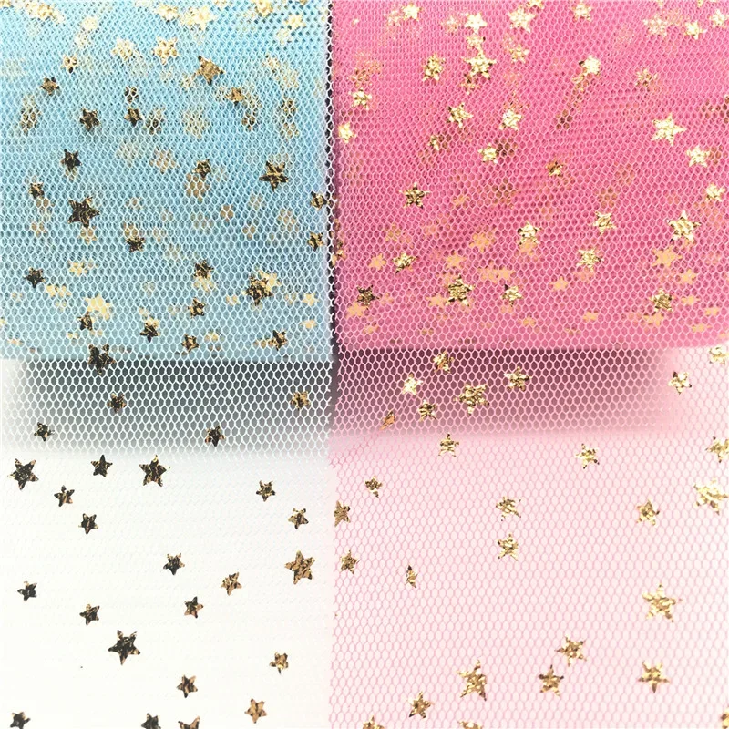 20yards/lot Width 6cm Golden Star Spot Printed Glitter Tulle Mesh Roll Spool Tutu Pom Soft Squine Tulle DIY Crafts Decoration