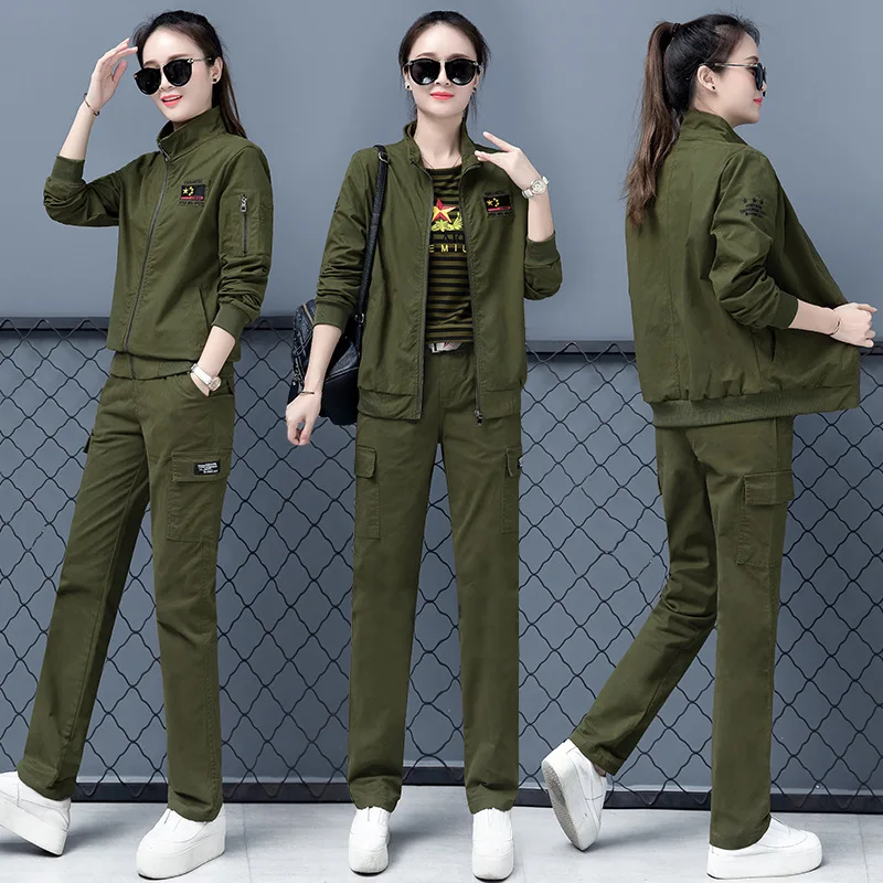 camouflage-outdoor-women's-casual-sports-suit-military-green-two-piece-set-spring-autumn-training-physical-fitness-wear