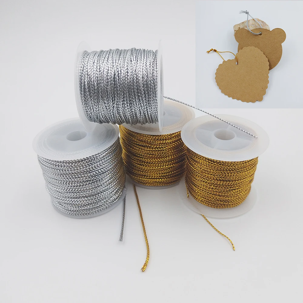 20M 1/2MM 8-Strand Thread Gold And Silver Non-Elastic Cord DIY Gift Baking Label Paper Decorative Cord Label Cord