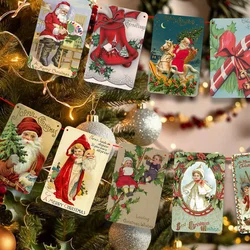 1Set Christmas Carton Banner Vintage Santa Claus Deer Banners For Xmas Home Party Hanging Decorations Kids Noel Gifts Supply