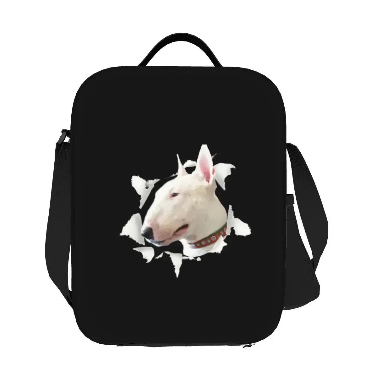 Bolsa de almuerzo con aislamiento térmico divertido para niños, bolso de almuerzo reutilizable para mascotas, caja de comida Bento multifunción, Bull Terrier Dog