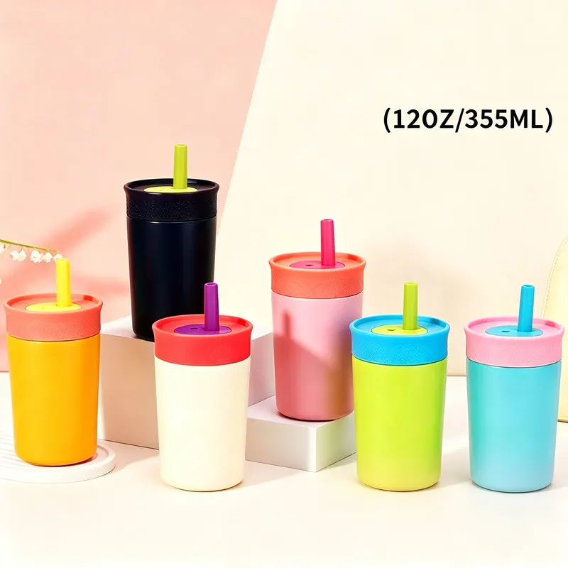 High-value Mini Straw Cup Mixed Color Design Sense 304 Stainless Steel Vacuum Insulation Cup  Portable Coffee Cups