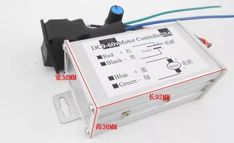 20A DC Motor Speed Controller Forward Reverse Driver Board PWM Pulse Width Modulation Motor Control Board 12V 24V 36V 48V 60V