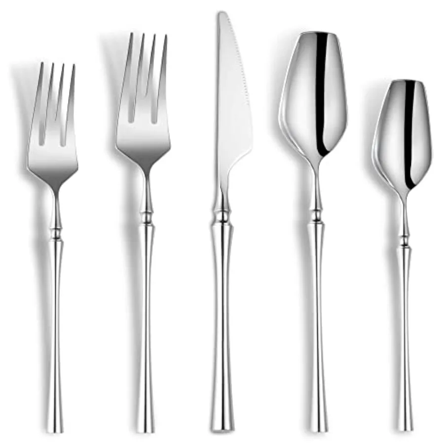 

Набор столовых приборов из 20 предметов для 4 персон, современный, из нержавеющей стали 18/10, уникальный деревенский стиль, набор ложек и вилок