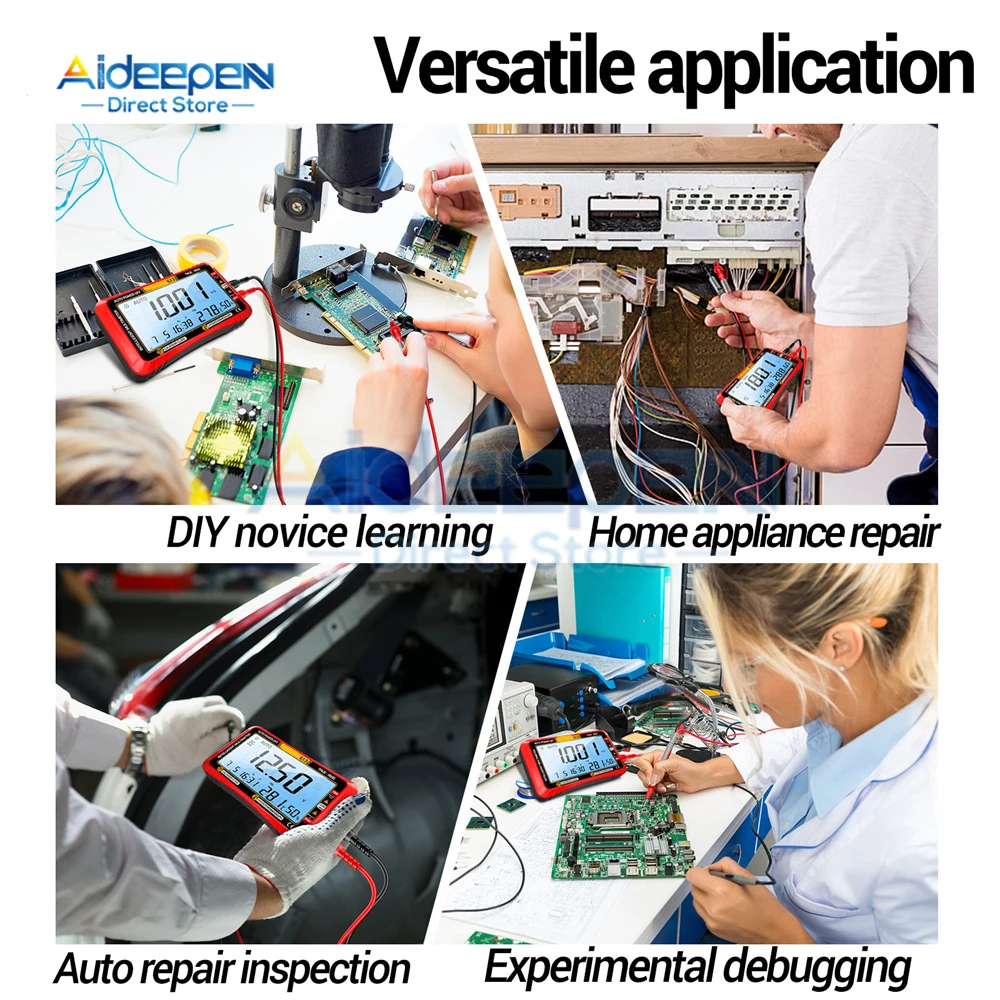 613 Smart multimetri Tester di condensatori di tensione DC/AC 4000 conteggio 10A corrente 600V voltmetro Test di temperatura sveglia Set Tool