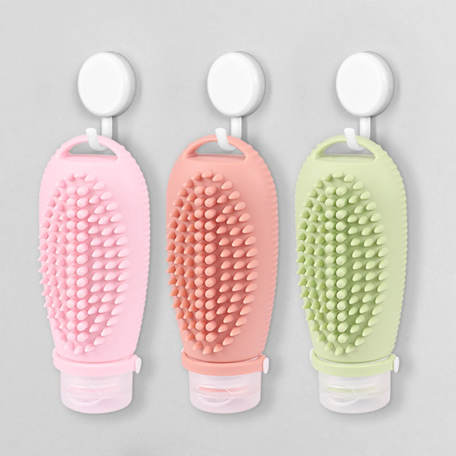 Silicone Portable Business Trip Shampoo Massage Brush Lotion Bottle Shampoo Brush Two-in-one Travel Bottle