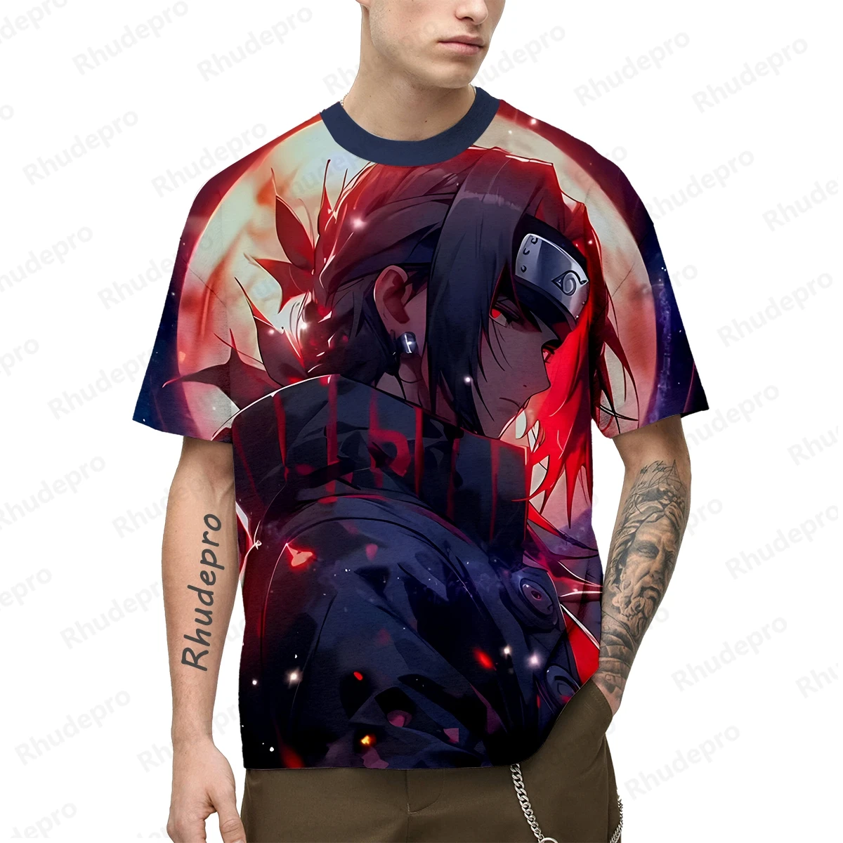 

2024 Black Aloha Akatsuki T-Shirt New Fashion Summer Men Tee Shirts Japanese Anime Cosplay Male Clothing Tops Short sleeve