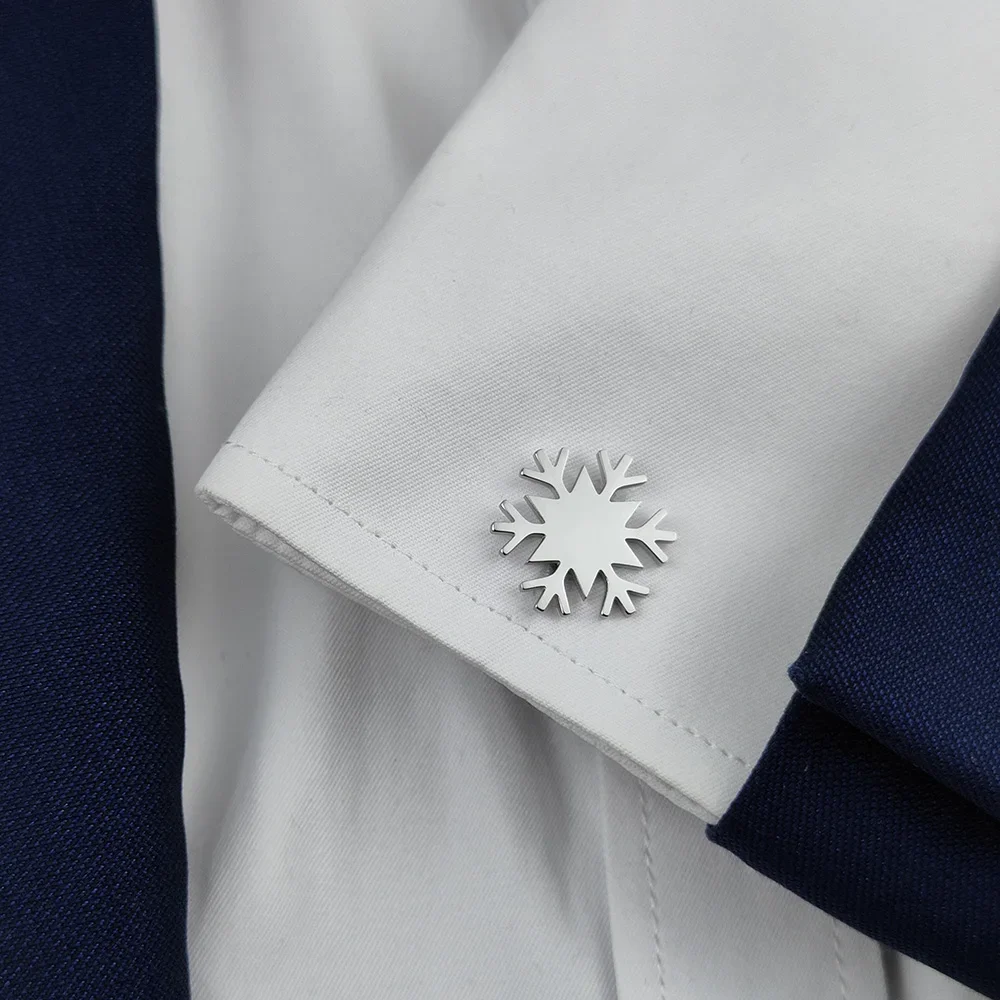

Snowflake Cufflinks for Men 18k gold plated jewelry Stainless Steel french shirt Cufflink Personality man cuff Accessories Gifts