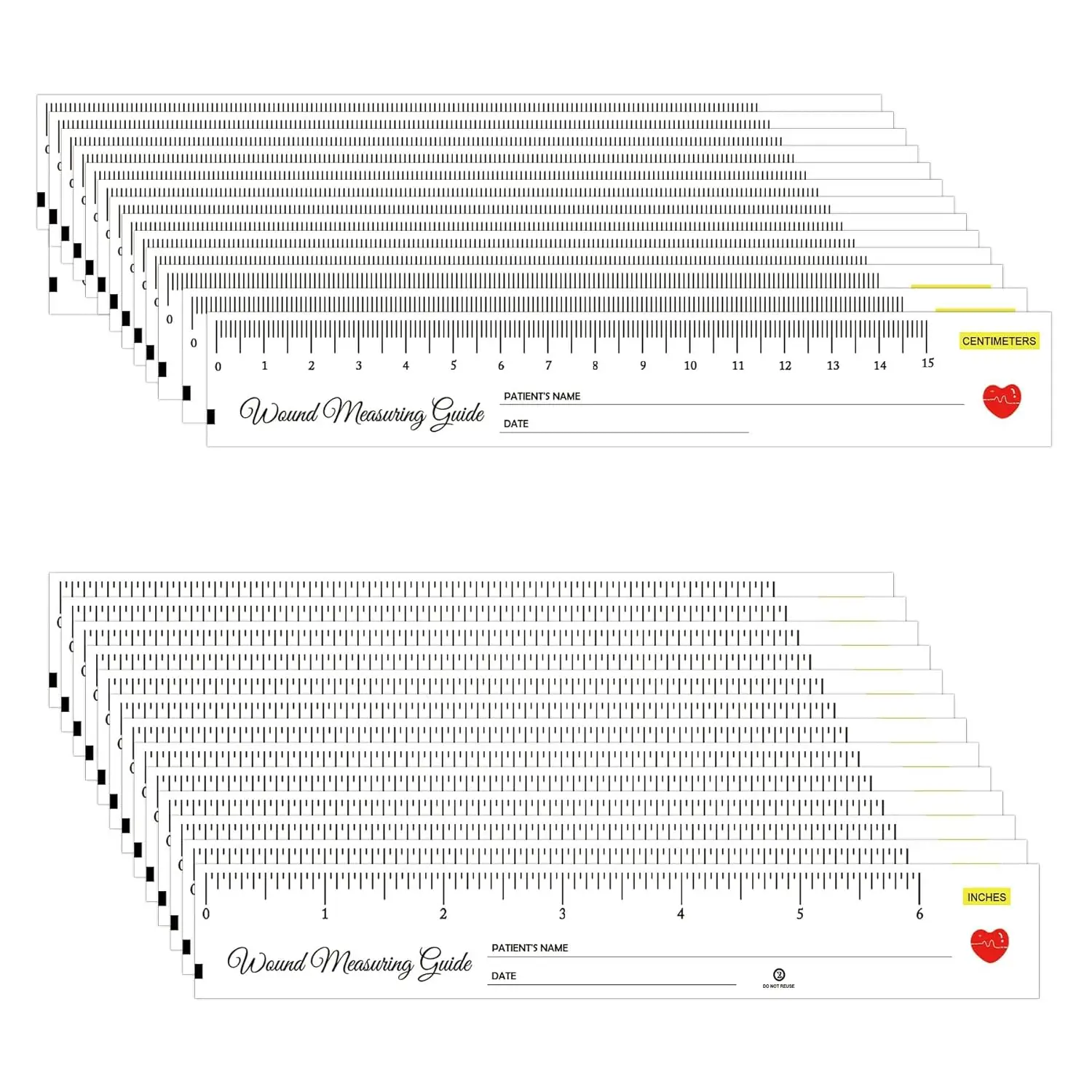 100 PCS Disposable Wound Measurement Tapes - Wound Ruler, 6 Inch, Paper, Single-ply Paper ﻿