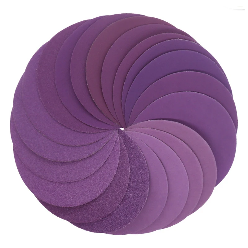 

60-10000 зернистости 3-дюймовая фиолетовая наждачная бумага для влажной и сухой шлифовки, оксид алюминия, флокированная наждачная бумага, инструменты для полировки дерева и металла