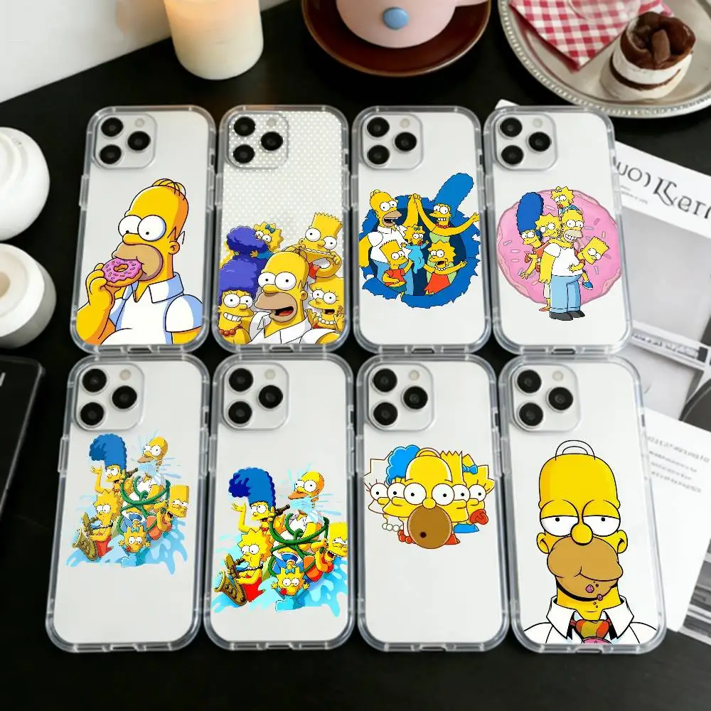 

Cool S-Simpsons C-Cartoon Phone Case For iPhone 17 16 15 14 13 12 11 Mini Pro Max Plus Transparent Cover