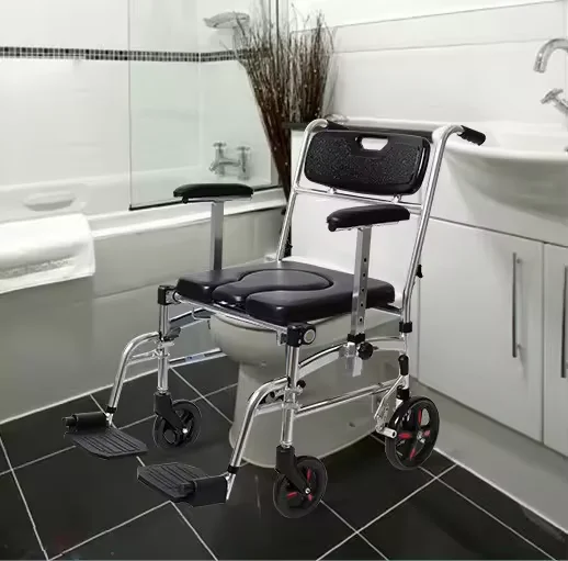 Mobile Commode        with Toilet Seat – ZS Homecare Medical Aluminum for Elderly