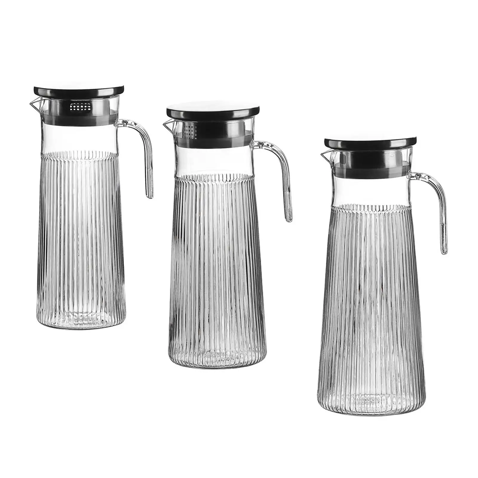 Beverage Pitcher Antifall and Lid Hotel PC Striped Beverage Carafe Iced Tea Water Pitcher Transparent Drinks Hot Cold Pitcher