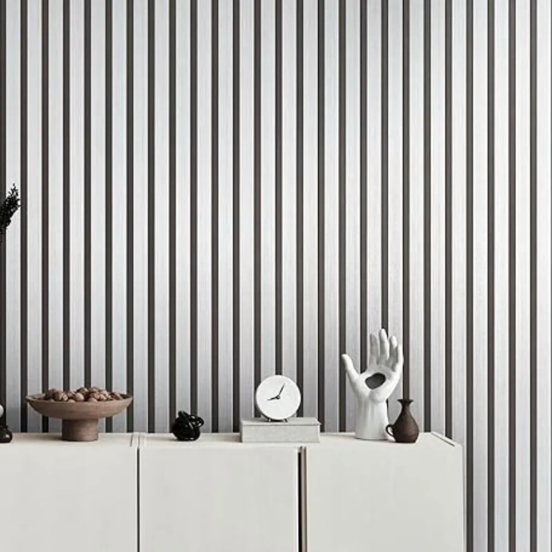 Peel And Stick Wallpaper Vertical Striped Wooden Panel Self-Adhesive Contact Paper for Background Wall Living Room TV Wall