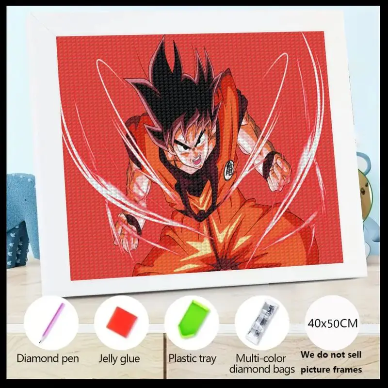 

1 шт. Dragon Ball Z Goku 5D комплект алмазной живописи, полная дрель аниме Super Saiyan DIY Art Craft, большая 40x50 см хрустальная живопись драгоценных камней