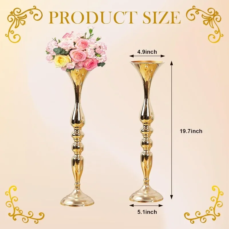 

20 Inch Tall Wedding Flower Vase Centerpieces Table Decoration Flower Stand 24 Pcs Metal Flower Arrangements