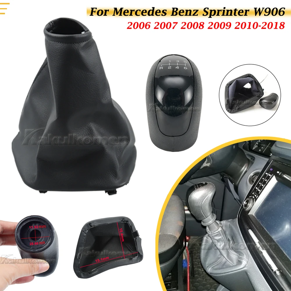 6 Speed Car Gear Shift Knob Gaiter For Mercedes Benz Sprinter W 906 W906 2006-2018 Lever Stick Leather Boot Cover Accessories