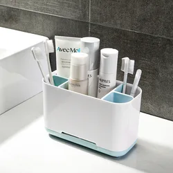 Bathroom Toothbrush Holder Dressing Table Cosmetics Storage Rack Plastic Electric Toothbrush Toothpaste Razor Holder Organizer