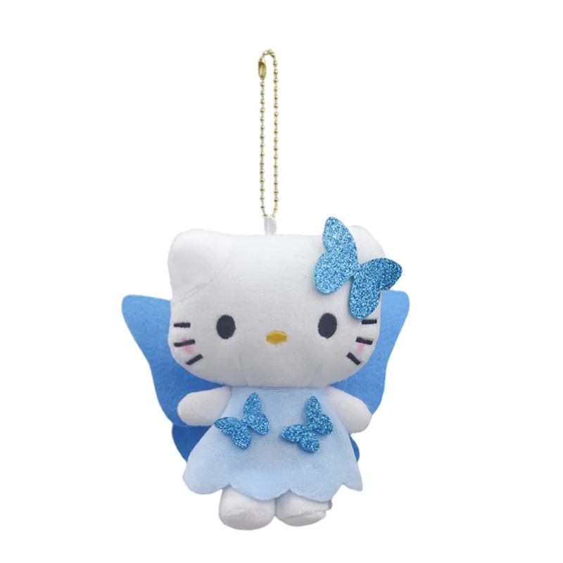 Sanrio Hello Kitty Keychain 50Th Anniversary Limited Edition Blue Angel Wings Butterfly Ballet Plush Toy Kawaii Bag Pendant Gift