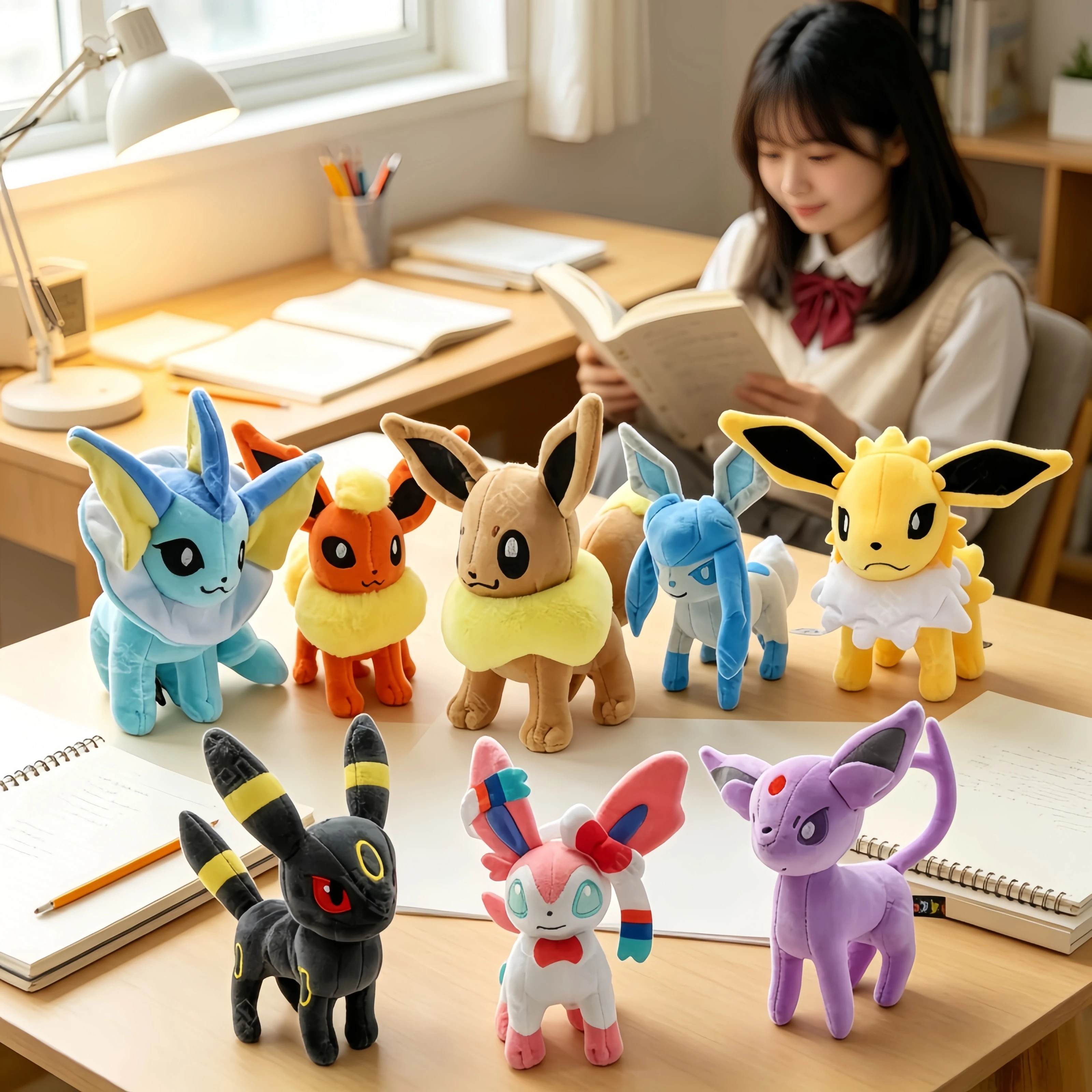 Combination Set Pokemon Eevee Family Plush Umbreon Shine Sylveon Espeon Stuffed Plush Toy Anime Mimikyu Stuffed Doll Xmas Gift