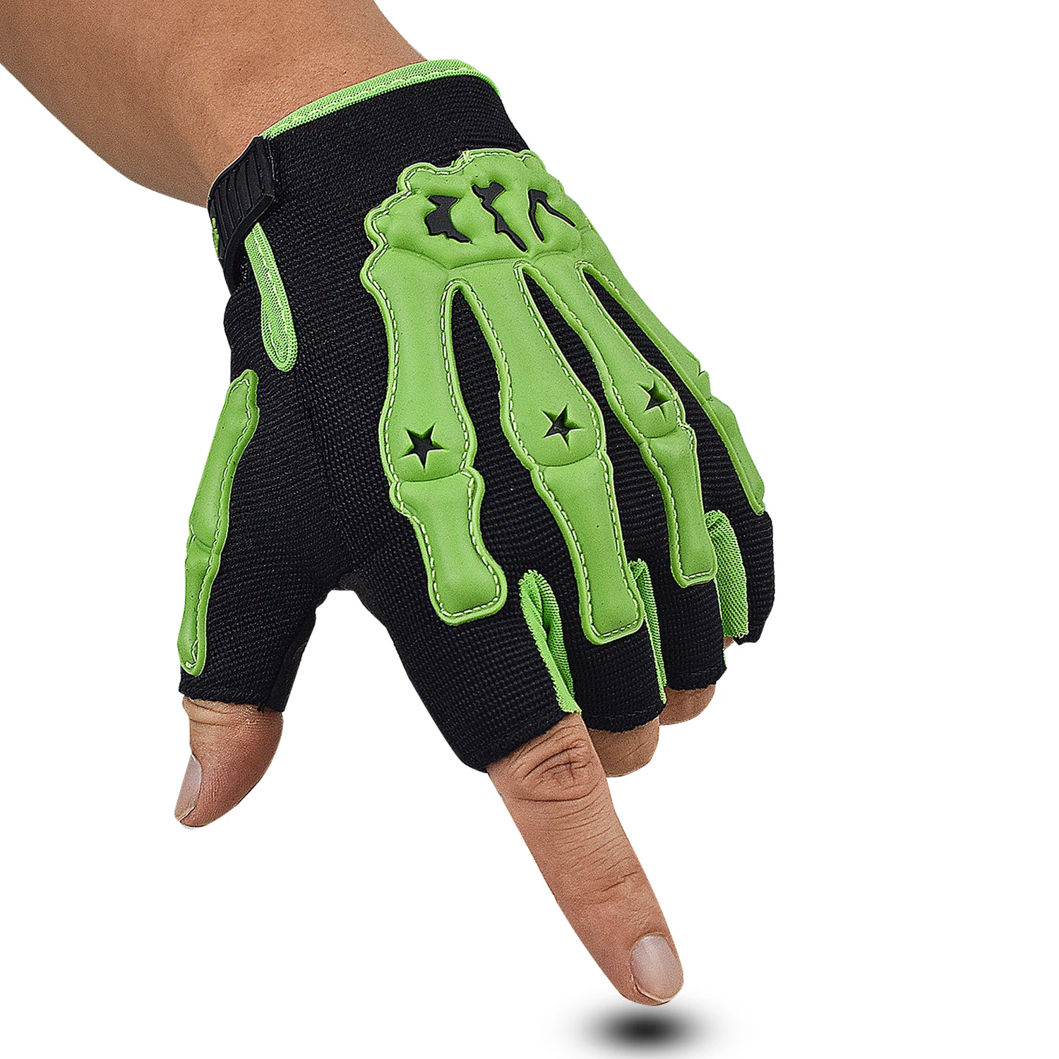 Motorcycle Motocross Gloves for Men Summer Half Finger Touchscreen Motorbike Skeleton Gloves for BMX ATV MTB Riding, Road Racing