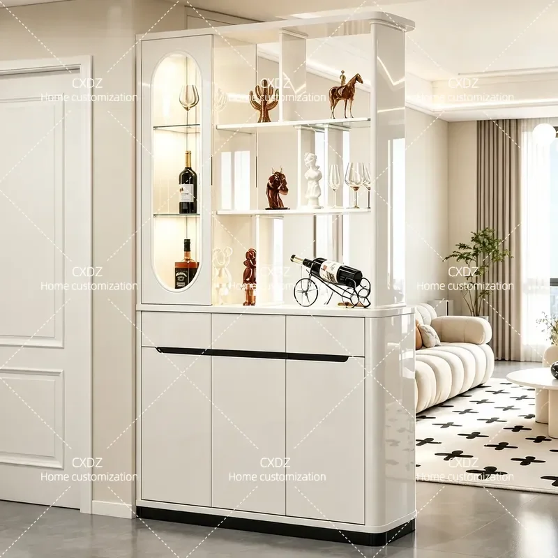 Modern Minimalist Entryway Cabinet Double Sided Partition Wine Rack Foyer Screen Decorative Storage Shoe Cabinet for Living