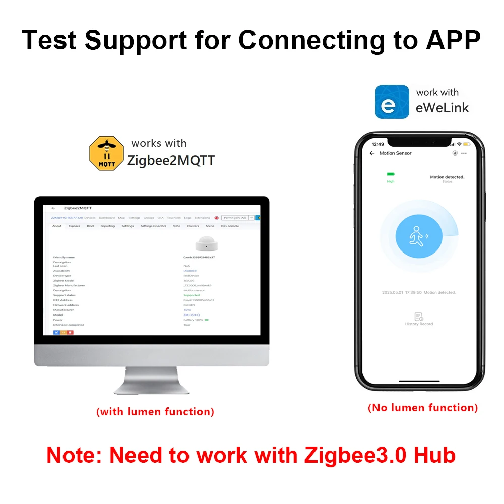 Zigbee PIR Motion Sensor Human Body Motion Detector with Brightness Luminance Sensor Home Security Alarm Support Home Assistant image 2