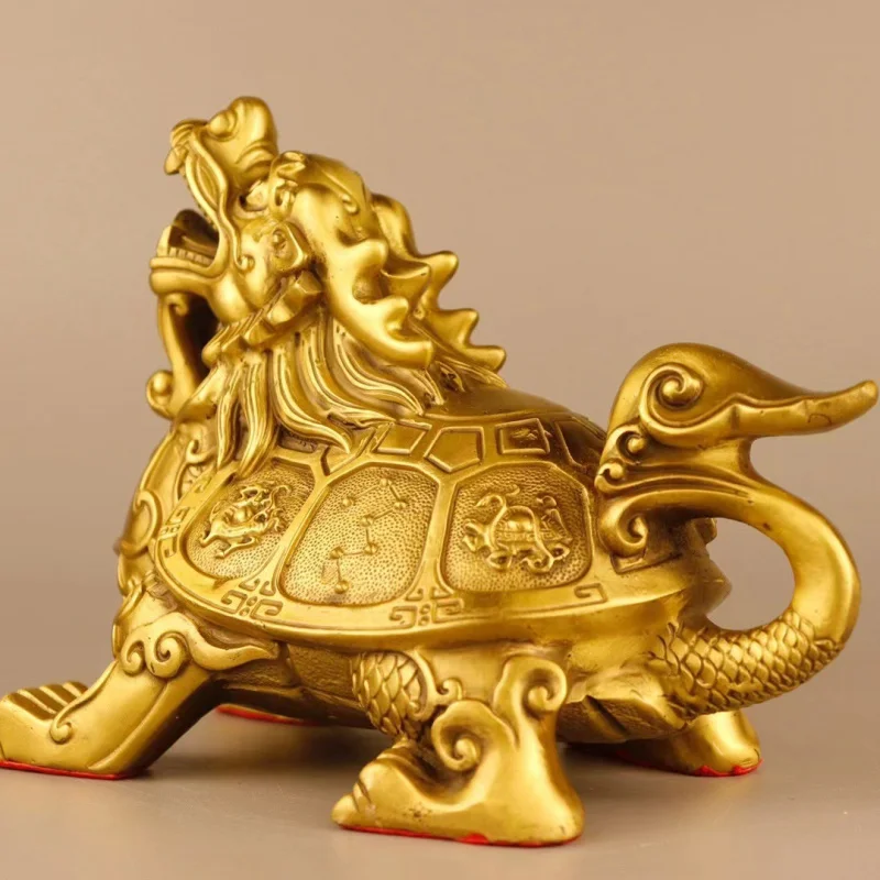 Elephants Ornament Brass Square Mythical Beast Turtle Fortune And Prosperity Four Spirits Dragon Head