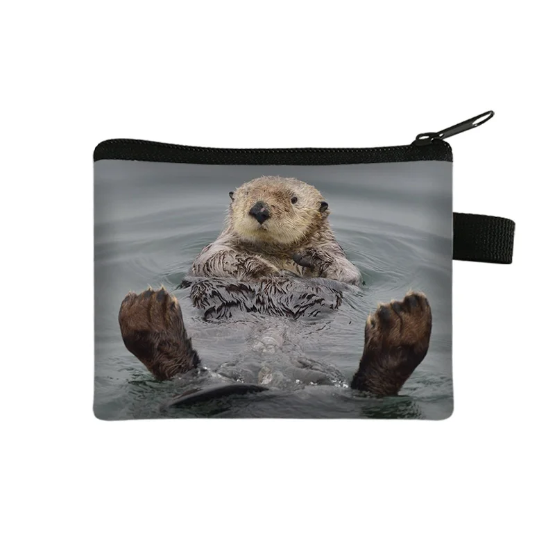 Sea Otters Print Coin Bag Women Purses Small Clutch Bag For Teenagers Mini Handbags Cute Casual Travel Coin Bags Gift