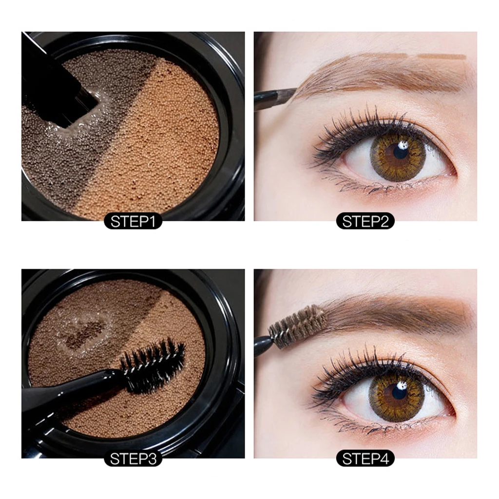 Poudre eye-blogueur avec miroir intégré, ensemble cosmétique, kit d'ombrage de maquillage imperméable, longue durée avec pinceau, palette à sourcils pour filles, 2 documents