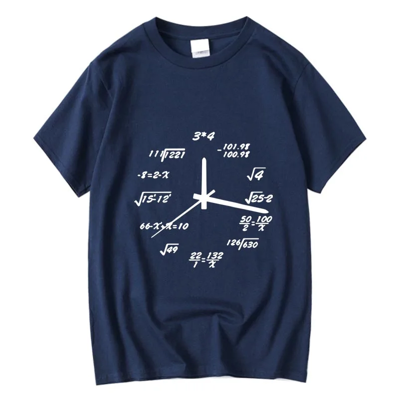 XINYI Men's T-shirt 100% Cotton Casual Funny Math Clock Print Customizable Hand-painted Clothing Fashionable Geometric Abstra...