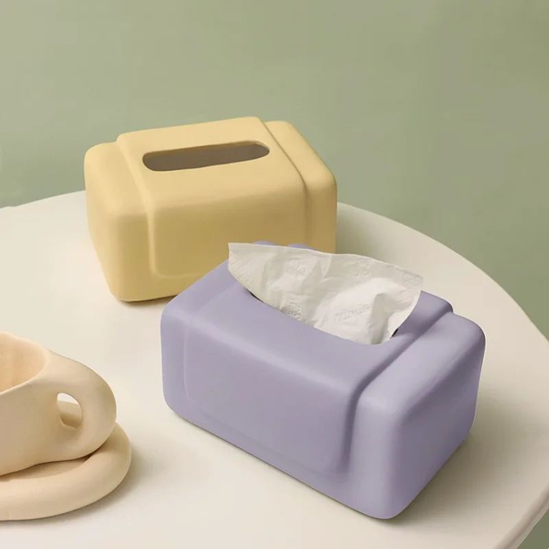 

Colorful Ceramic Tissue Box Fillet Corner Geometry Desktop Storage Organizers Napkin Holder Paper Towel Holder Tissue Boxes