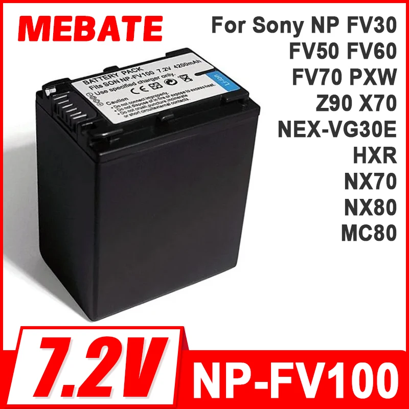 4200mah NP-FV100 NP FV100 rechargeable Battery For Sony NP FV30 FV50 FV60 FV70, PXW Z90 X70 NEX-VG30E HXR NX70 NX80 MC80 1Pcs