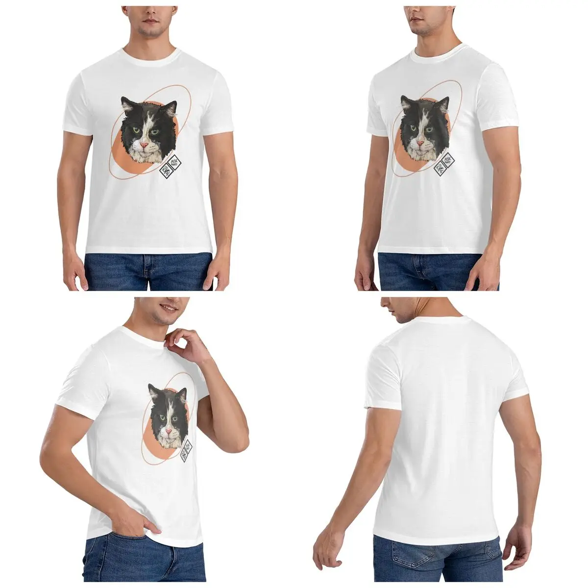 Pink Nosed Cat Rescue Cat Men T-Shirt Classic Oversized T Shirts Men's O-Neck Cotton Tees Short Summer Male