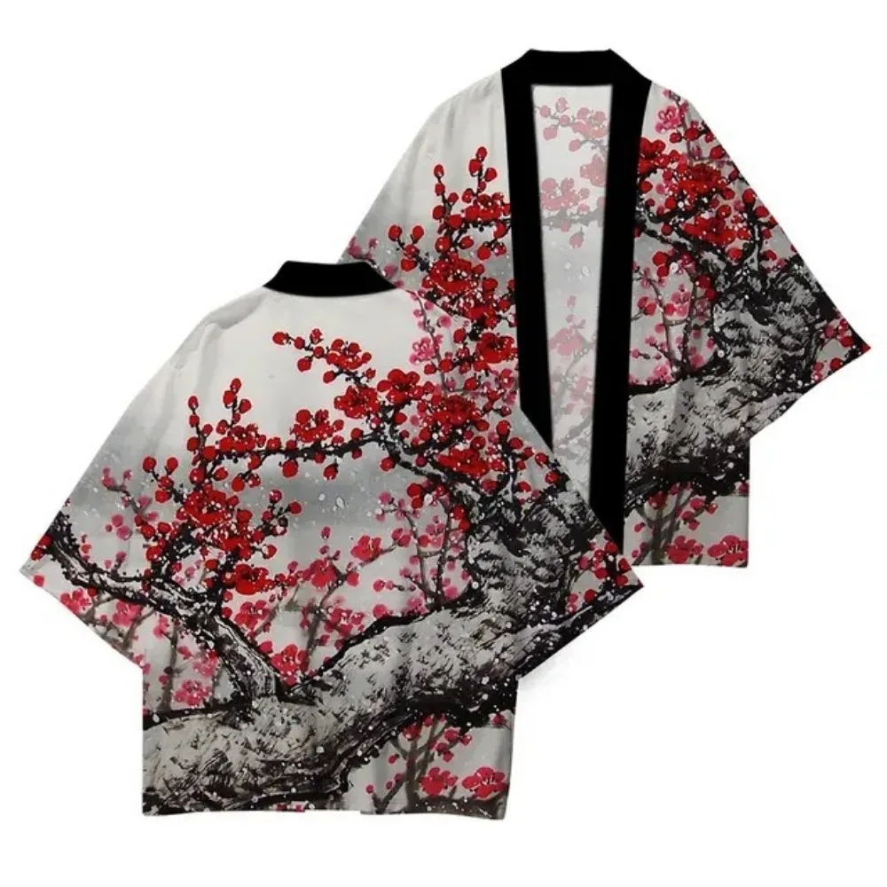 Summer Samurai Kimono Cosplay Stylish Print Haori Streetwear Men Kimono Japanese Fashion Yukata Cardigan Resort Robe Elegant