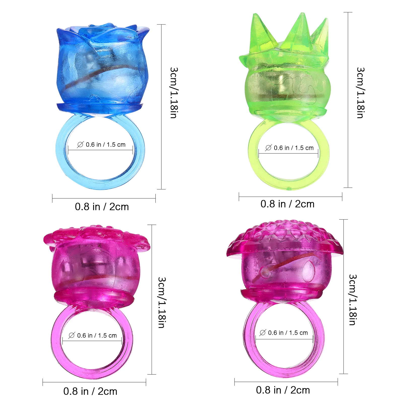 24 pezzi di anelli di gelatina illuminano il LED luminoso lampeggiante giocattoli per le dita regali per bomboniere per bambini trucco per capelli di bellezza di colore