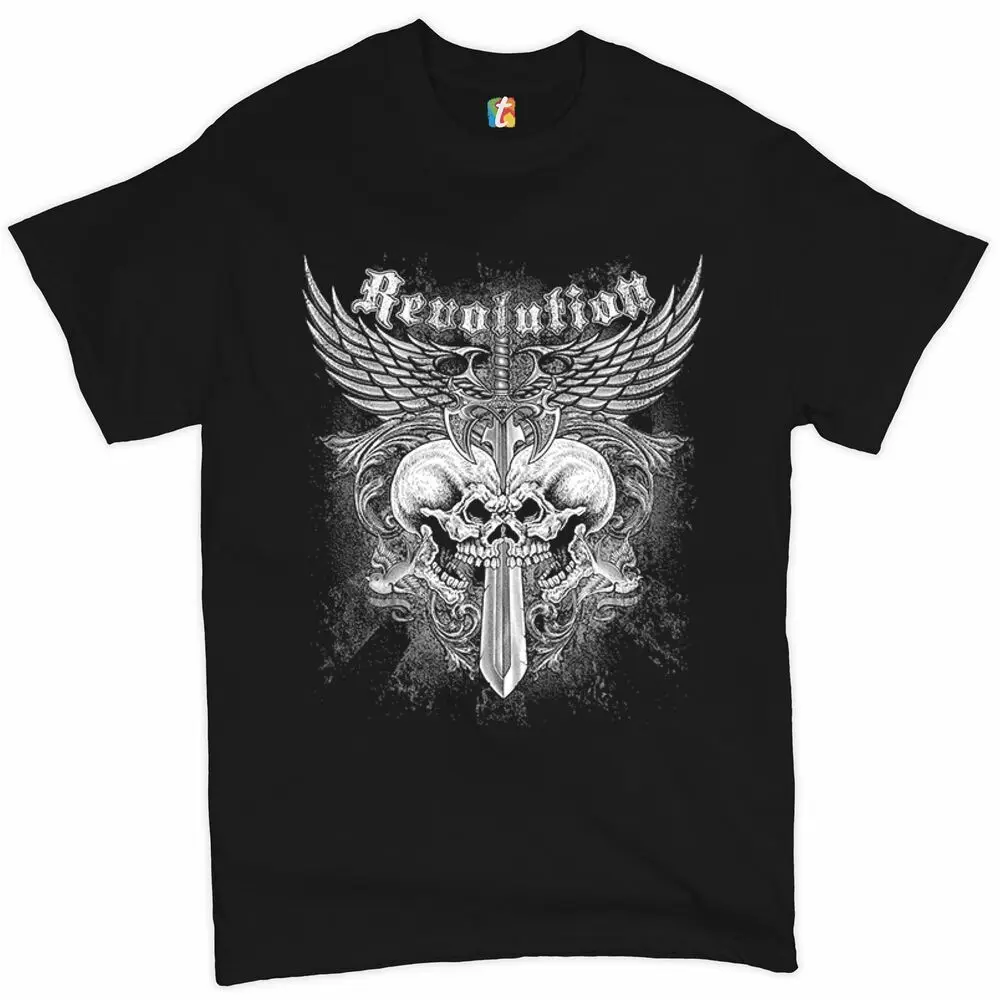 Revolution Gothic Skulls T-shirt Angel Wings Skeleton Horror Men's Tee  Tees High Quality 100%Cotton Short Sleeve