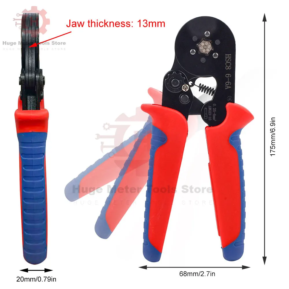 Manual Crimping Pliers HSC8 6-4A/HSC8 6-6A  Tube Terminal Crimping Tool With Terminal Tip Set for Home Improvement and Electrica