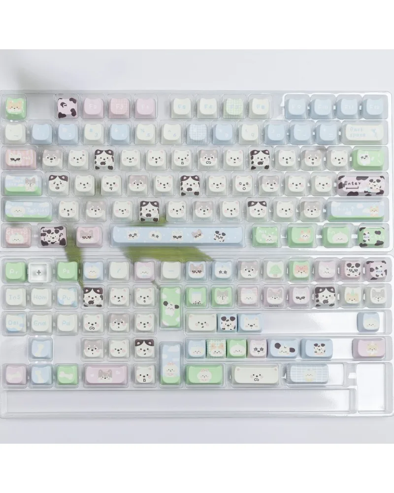 MAO cat highly cute puppy full set of PBT sublimation keycaps split space 7u supplement