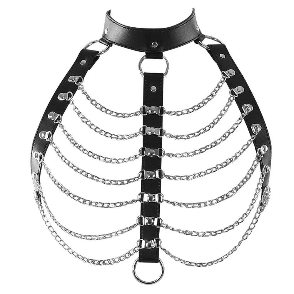 سلسلة مربط الصدر القوطية مثير ضمادة الملحقات فو الجلود صديقة للبيئة التعبئة #4