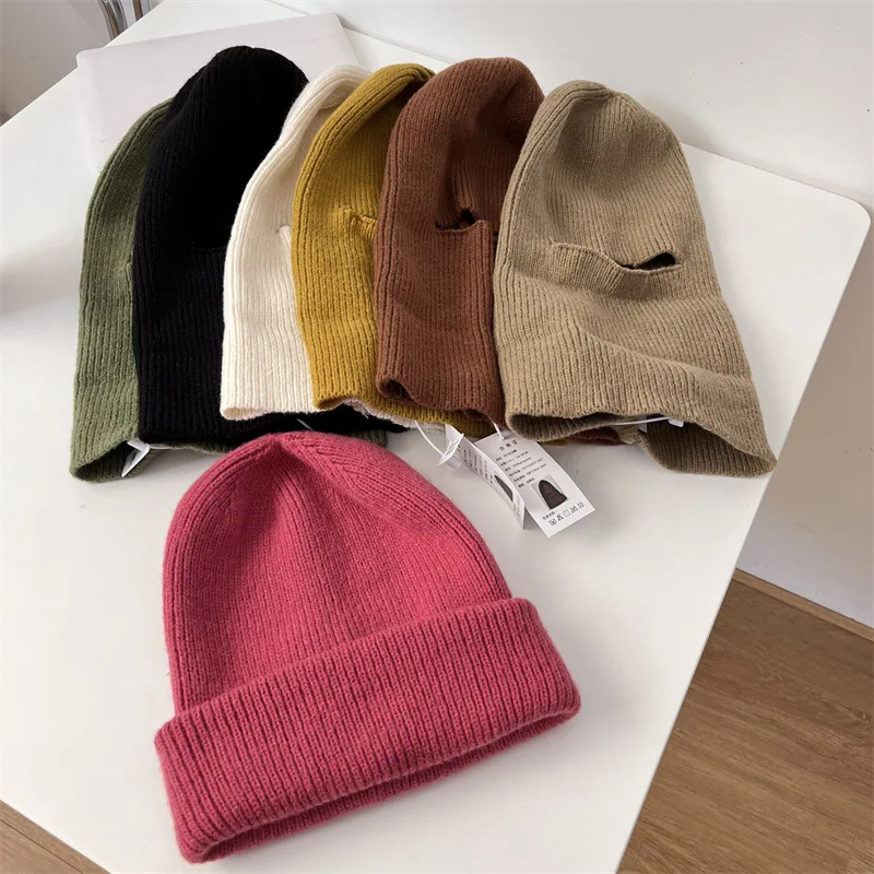 

Hat Masked Cap Winter Face Gini Windproof Men Women Warm Cycling Knit Hats Barak Rafa Cap Set Head Woolen Caps