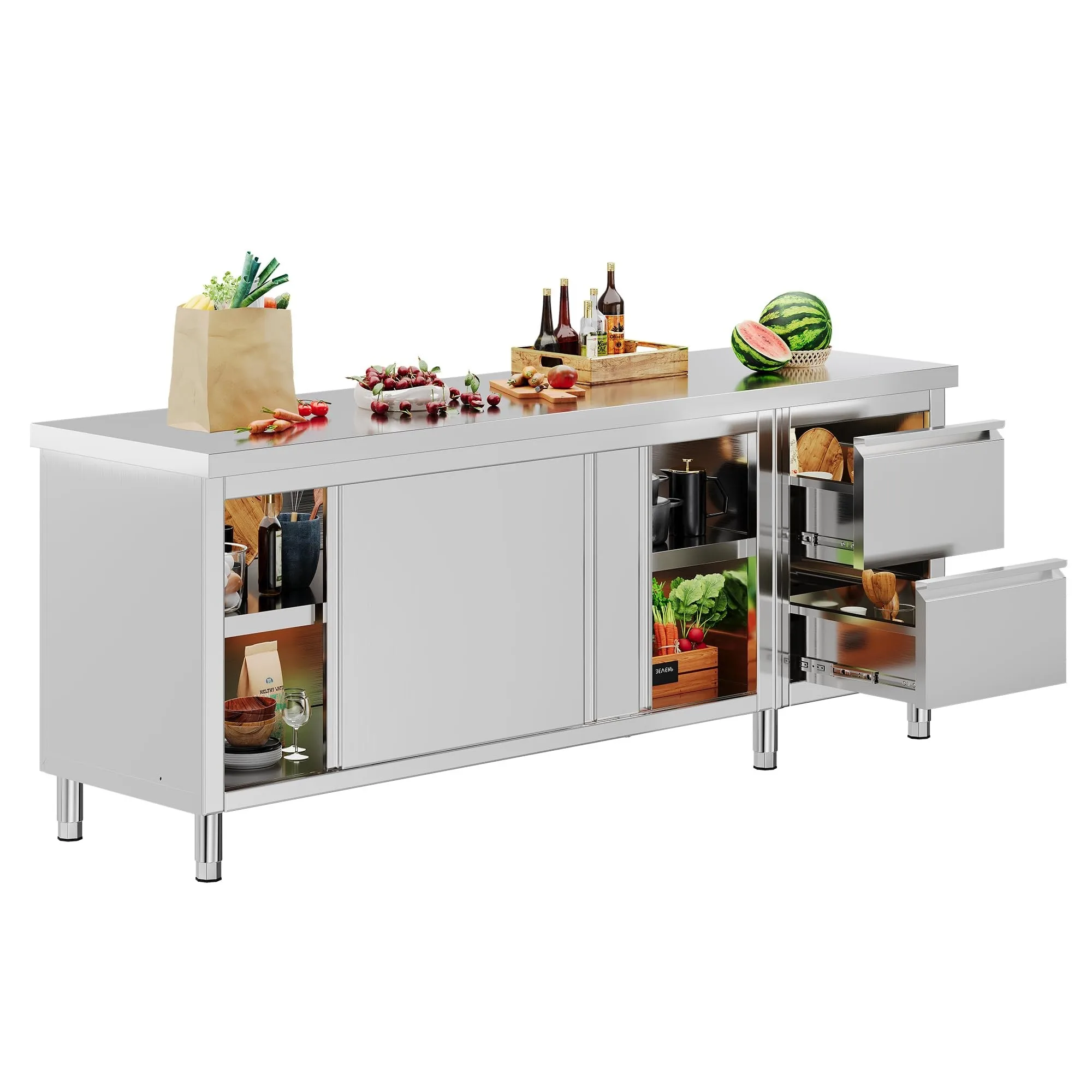 84x23x33 Inch Stainl Steel Prep Table Cabinet