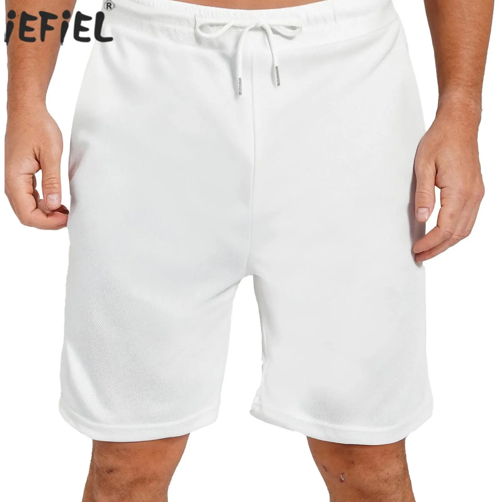 

Men Casual Shorts Drawstring Elastic Waistband Shorts with Pockets for Sports Workout Football Basketball Volleyball Badminton