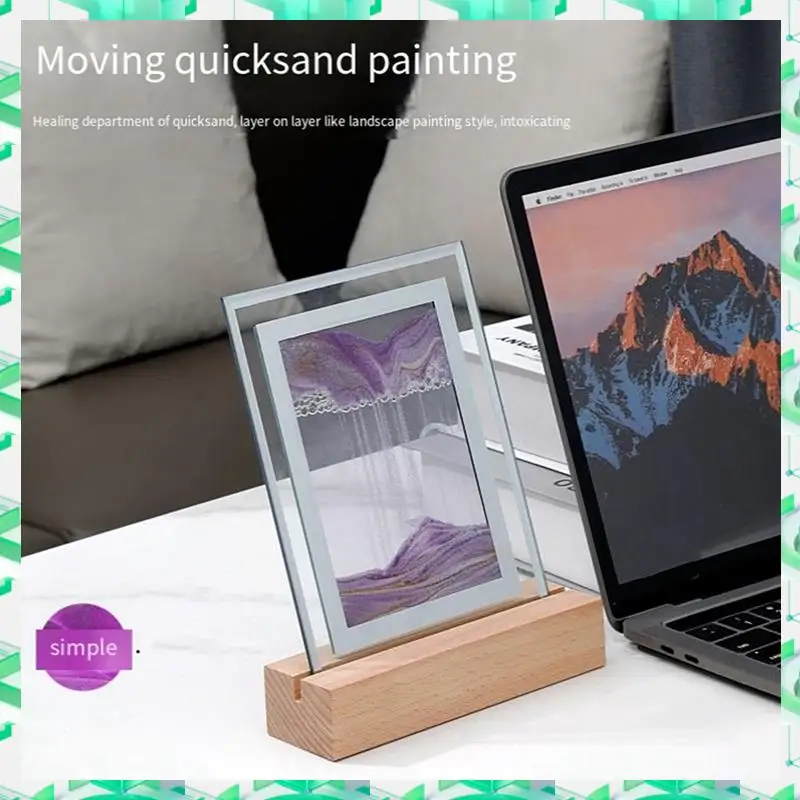 

FIZP Sand Art Moving Night Lamp Craft Quicksand 3D Landscape Flowing Sand Picture Hourglass Gift LED Table Night Light