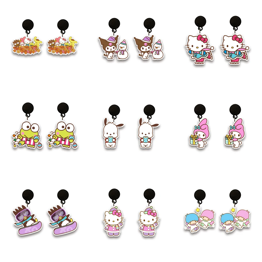 

W Cute Sanrio Acrylic Earrings Europe And America New Accessories For Women Colorful Funny Earrings Fashion Jewelry