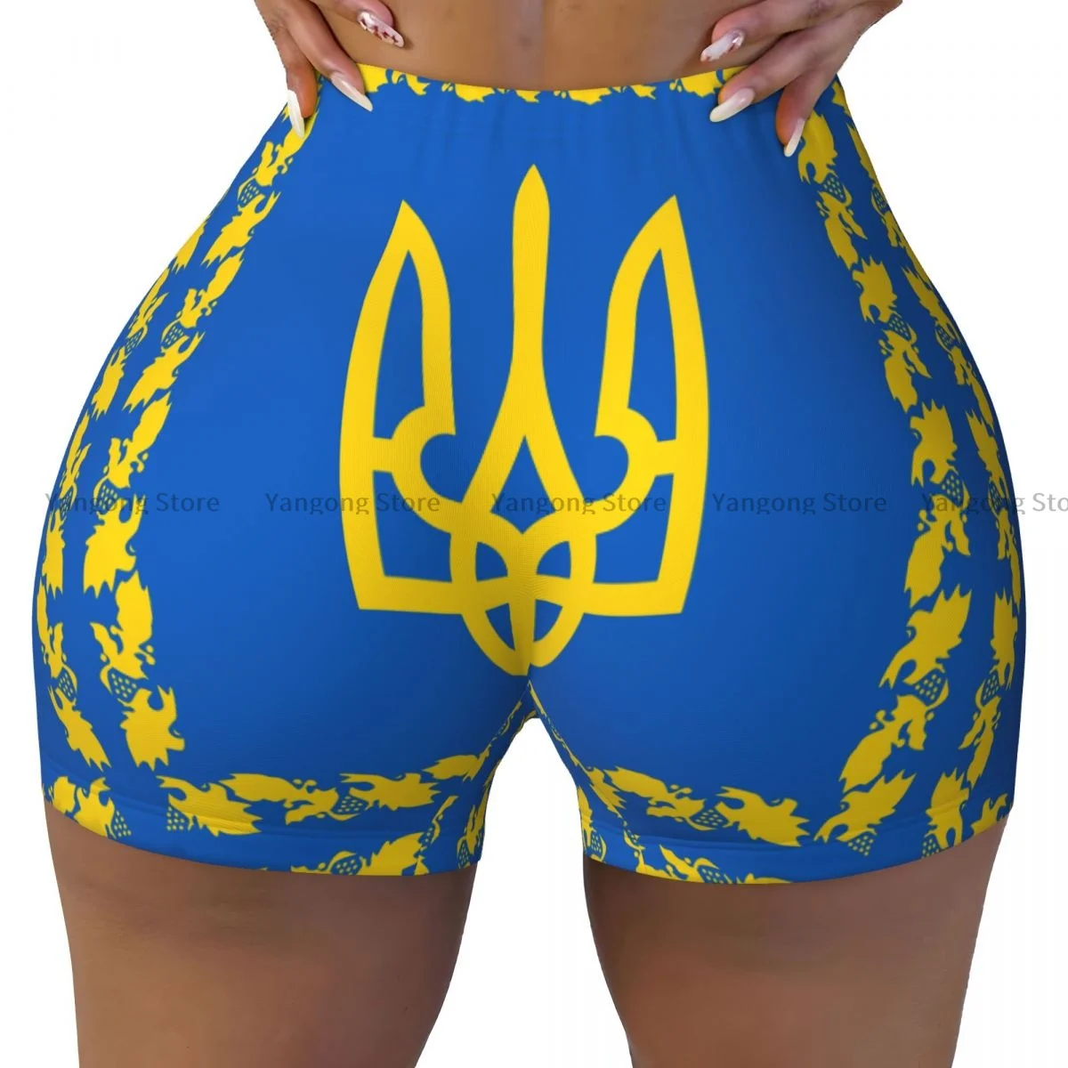 

Sexy tight hip sports shorts Flag Of The President Of Ukraine fitness women's comfortable yoga shorts